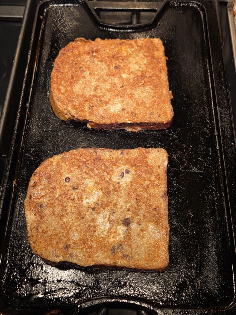 French Toast cooking on cast iron pan
