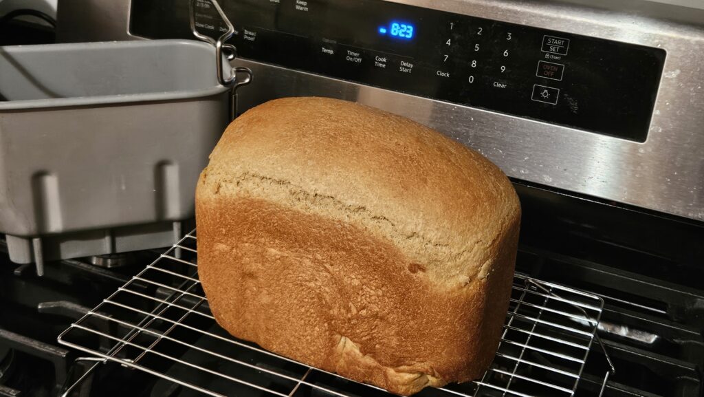Homemade bread with bread machine pan